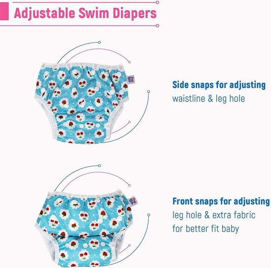PINK & BLUE - marineblauw en wit - 2-delige - wasbaar - zwemluier - maat M - zwembroek - jongens en meisjes - 4,5 - 16 kg - milieuvriendelijk