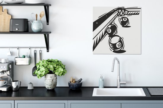 Une illustration de trois boules sur la table de billard sur toile 50x50 cm - Tirage photo sur toile (Décoration murale salon / chambre)