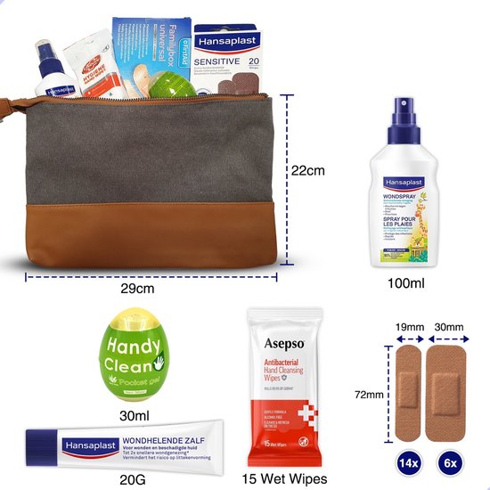 DM Deluxe First Aid Kit Toilet tas. leather bag