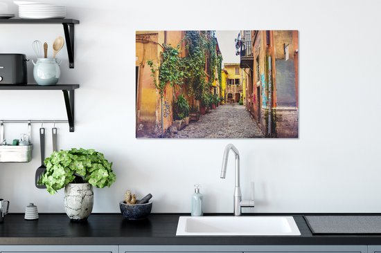 Ancienne ruelle de Rome 90x60 cm - Tirage photo sur toile (Décoration murale salon / chambre)