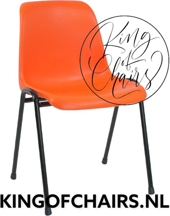 King of Chairs model KoC Daniëlle oranje met zwart onderstel. Stapelstoel kantinestoel kuipstoel vergaderstoel tuinstoel kantine stoel stapel stoel kantinestoelen stapelstoelen kuipstoelen De Valk 3360 keukenstoel bistro eetkamerstoel