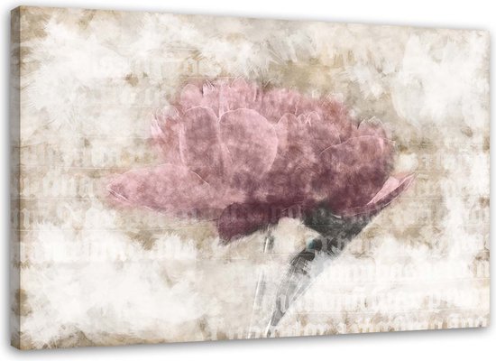 Trend24 - Canvas Schilderij - Abstracte Bloemen - Schilderijen - Bloemen - 60x40x2 cm - Roze