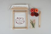 FynBosch Design Oranje Antholyza (Gladiool) - Botanische Bloemen DIY Weefpakket Groot -  Leer Weven - Weaving with Flowers - Weefraam - Weefbord - Botanical Hobby - Pierre-Joseph Redouté Inspired