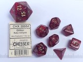 Chessex Glitter Mini-Polyhedral Ruby/gold Dobbelsteen Set (7 stuks)
