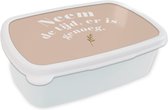 Broodtrommel Wit - Lunchbox - Brooddoos - Spreuken - Quotes - Neem de tijd, er is genoeg - WC - Planten - 18x12x6 cm - Volwassenen