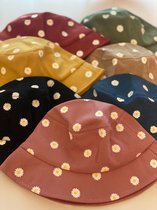Kids Bucket hoed bloem - BRUIN - vissershoedje - met bandje - jongens - meisjes - hoedje -