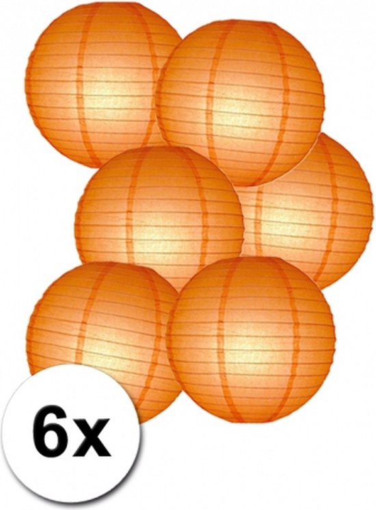 Voordelig lampionnen pakket oranje 6x
