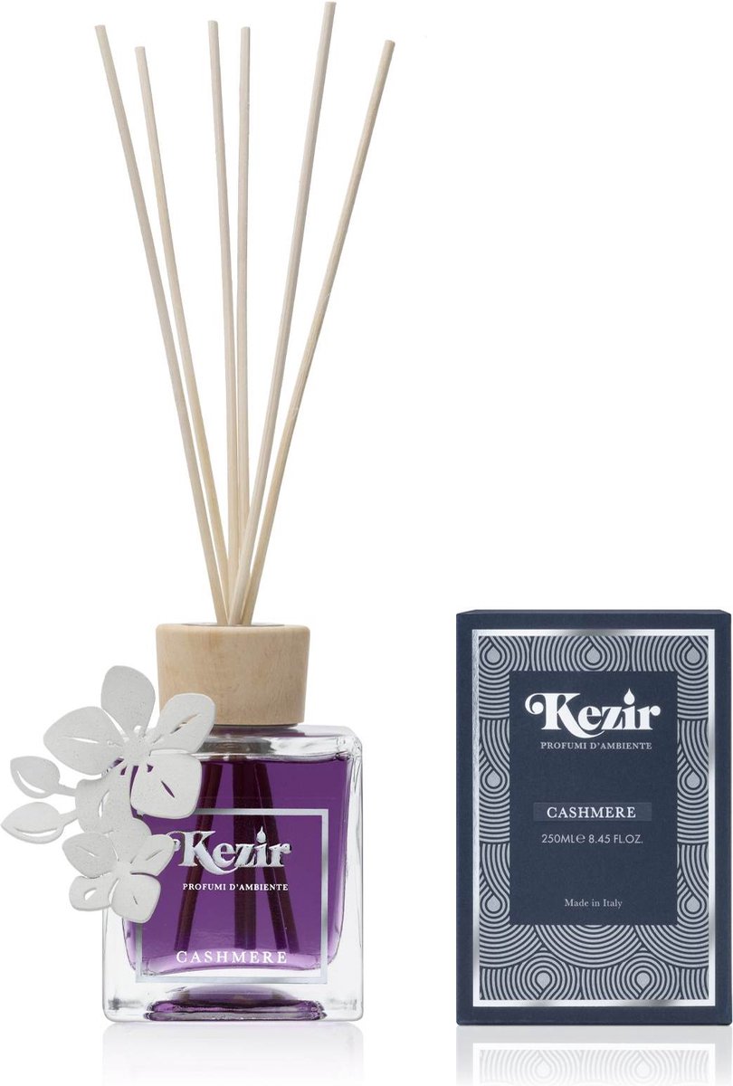 Kezir - Kasjmir - Lotusbloem Decoratie - Italiaanse - natuurlijke parfum voor in huis - diffuser - 200 ml