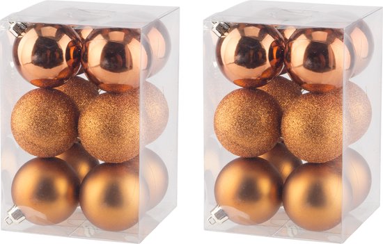 48x stuks kunststof kerstballen oranje 6 cm mat/glans/glitter - Onbreekbare plastic kerstballen - Kerstversiering
