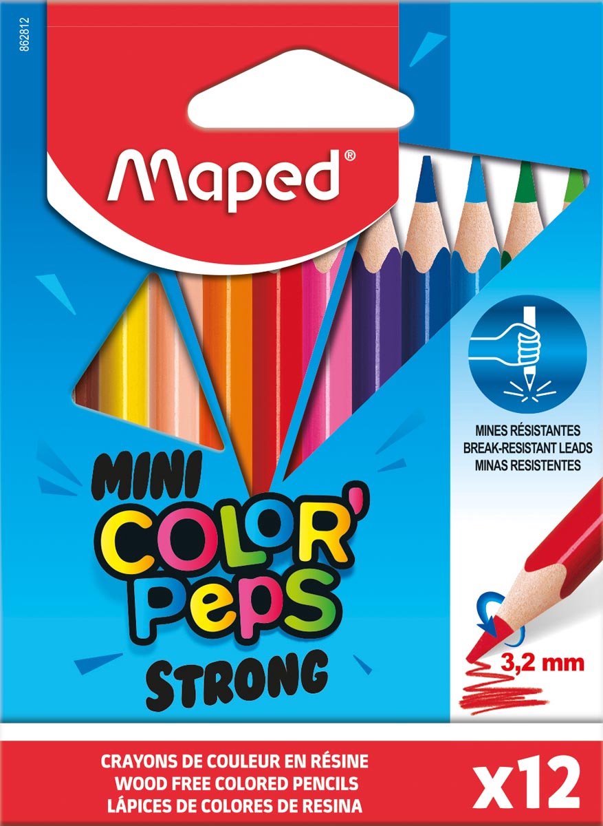 Maped kleurpotlood Color'Peps Mini Strong, 12 potloden in een kartonnen etui