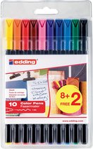 edding 1200 rotulador de color de trazo fino - multicolor - 8 bolígrafos + 2 de regalo - punta redonda de 1 mm - rotulador para dibujar y escribir - set para la vuelta al cole