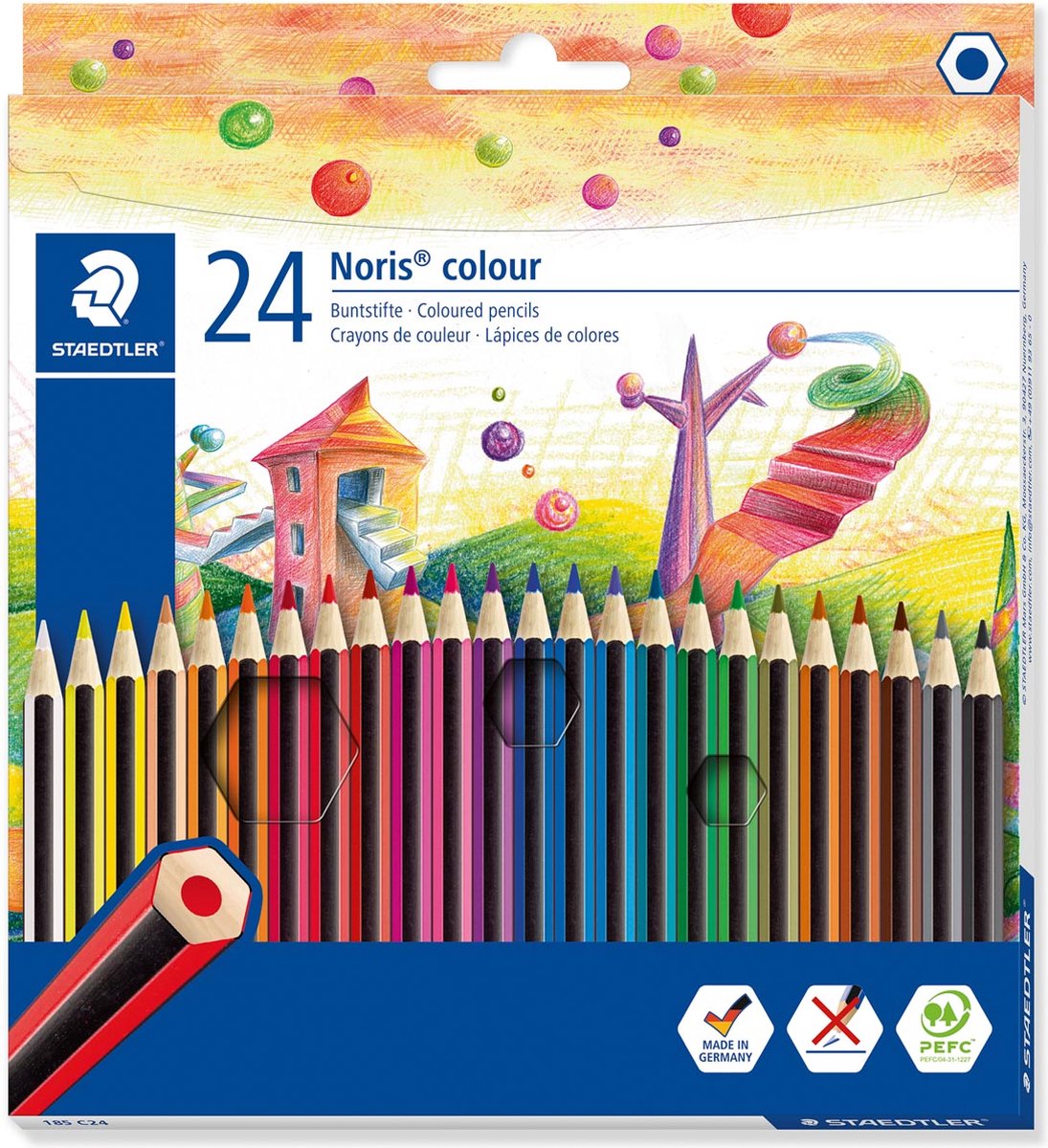 Staedler kleurpotloden Noris Colour, ophangdoos met 24 stuks in geassorteerde kleuren 5 stuks