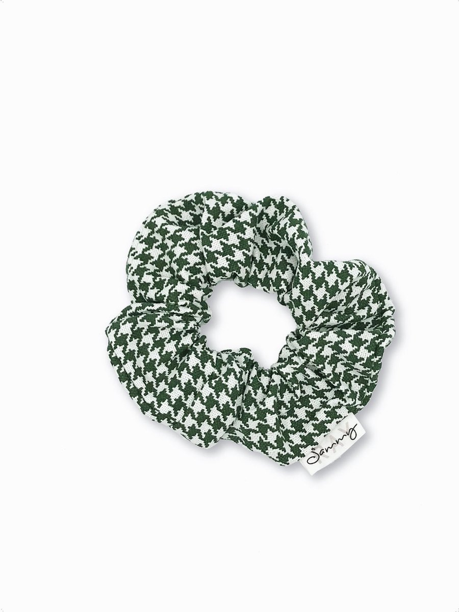Scrunchie - Duurzaam cadeau - Zero waste - Groen wit geblokt