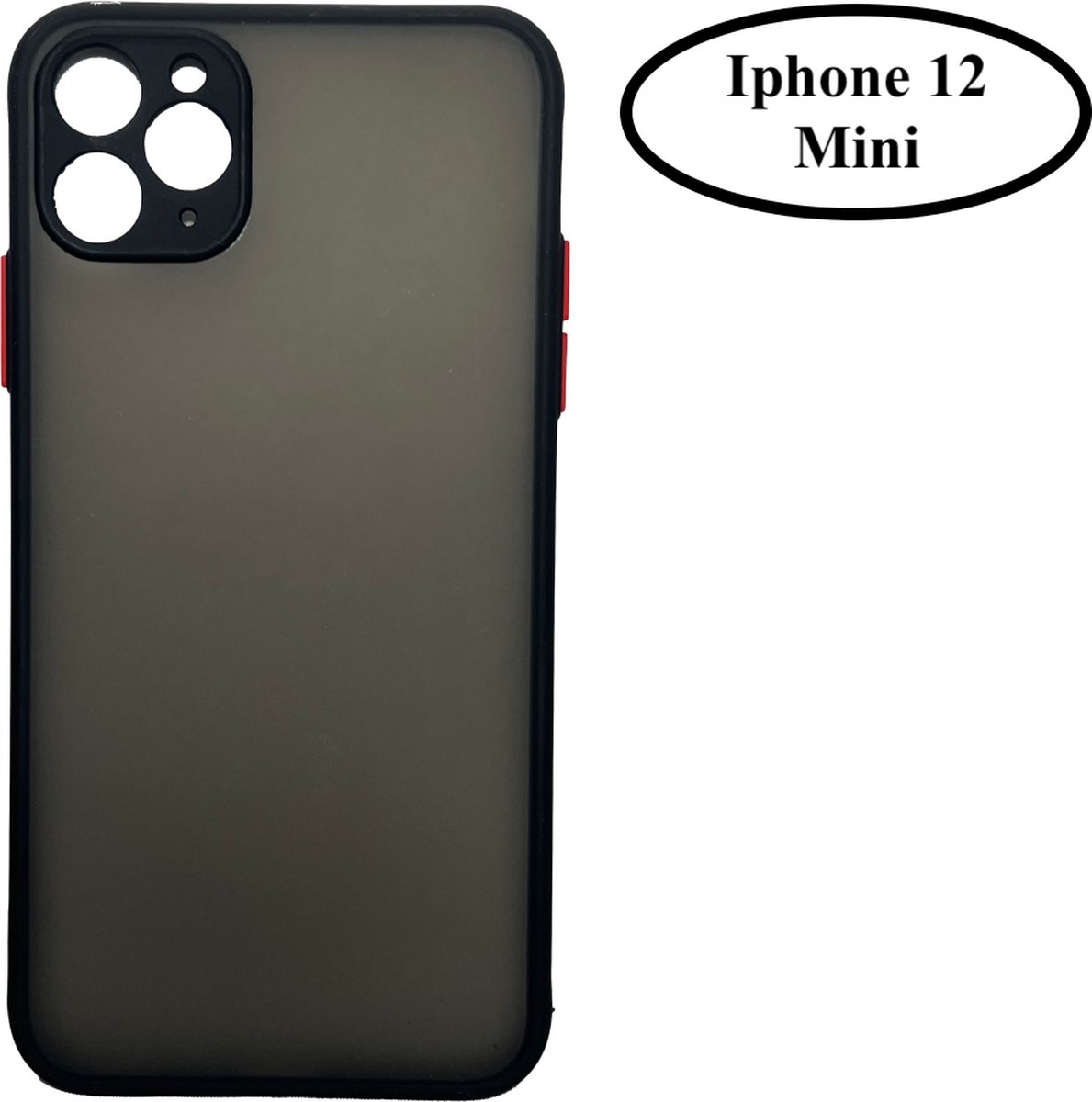 Iphone 12 MINI hoesje – Iphone Cover – Telefoonhoesje – Shock Proof – Telefoon beschermer - zwart met rood