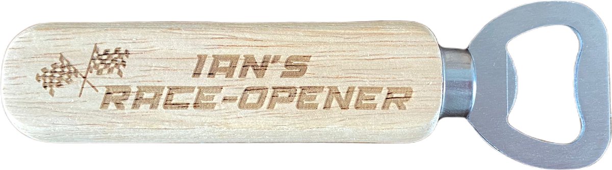 Houten opener met tekst - flesopener - gepersonaliseerd - eigen tekst opdruk mogelijk