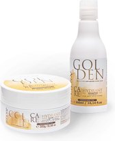 Golden Set: 300ml Shampoo + 300g Haarmasker voor thuiszorg na de behandeling haar botox - zonder parabenen, sulfaten en siliconen, met Kokosboter en Panthenol, Voor Optimale Hydratatie en Anti-Frizz, Geschikt voor Alle Haartypes