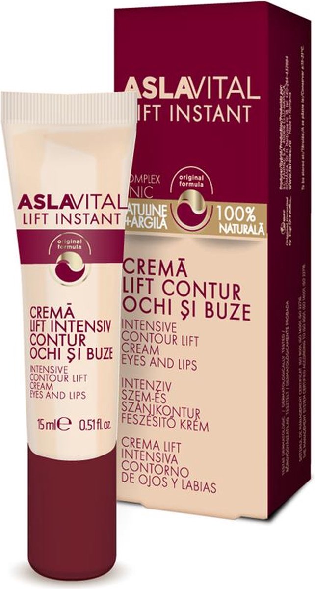 Gerovital Aslavital Intensive Contour Lift Crème, Ogen en Lippen - gel-crème - natuurlijke anti-rimpel met een onmiddellijk liftend effect - 15ml - Lifteffect neemt toe tot 46,31% *