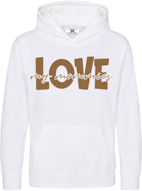Pull avec texte-blanc-mocca-love my mommies-pull avec capuche texte-Taille 134/140