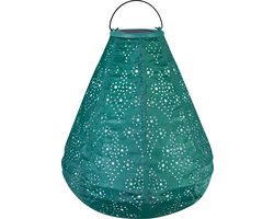 Luna Solar lampion Cone met LED – Solar tuinverlichting – 270x240mm – Copper green - Handgemaakt – Luxe weerbestendig materiaal