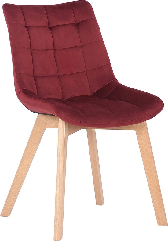 CLP Passaic Set van 2 Eetkamerstoelen - Fluweel rood