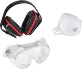 Kreator KRTS60001 Set veiligheidsbril, stofmasker en gehoorbescherming | 3-delig