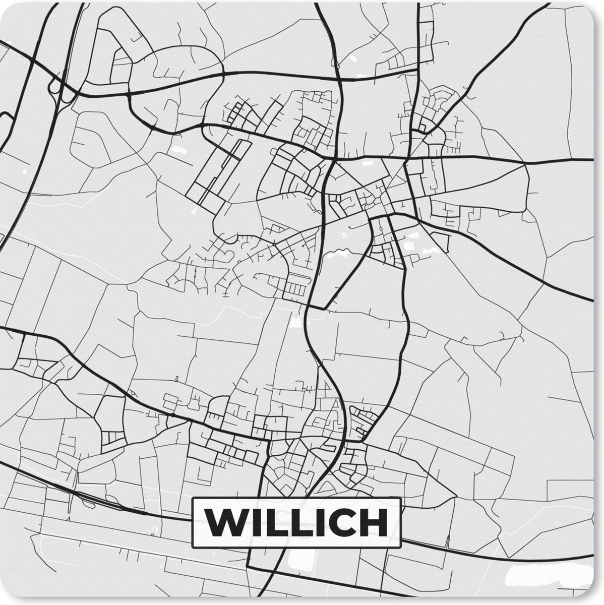 Muismat 30x30 cm - Mousepad Plattegrond - Duitsland - Willich - Kaart - Stadskaart - Muismatten - Stadskaart