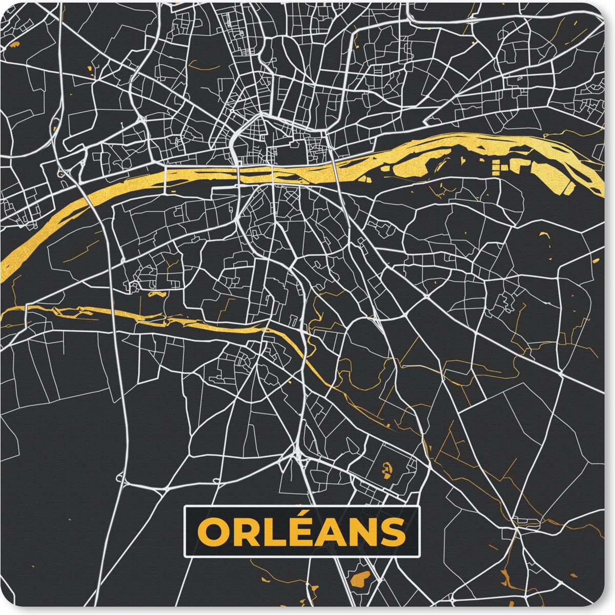 Muismat - Mousepad - Kaart - Orléans - Stadskaart - Frankrijk - Plattegrond - 30x30 cm - Muismatten