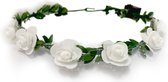 LED haarband - Bloemen - Diadeem - Tiara - Meisjes - Dames - Verkleedaccessoires - 1 Knoopcelbatterij - Kunststof - IJzerdraad - wit - groen