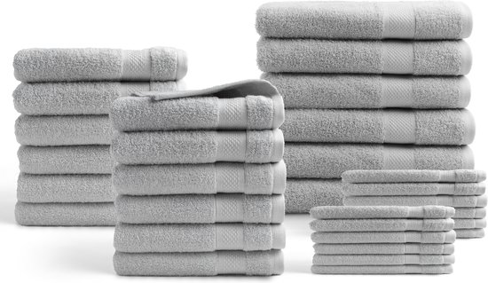 Ensemble de serviettes 30 pièces - Hotel Collection - 100% coton 500 GSM - gris clair