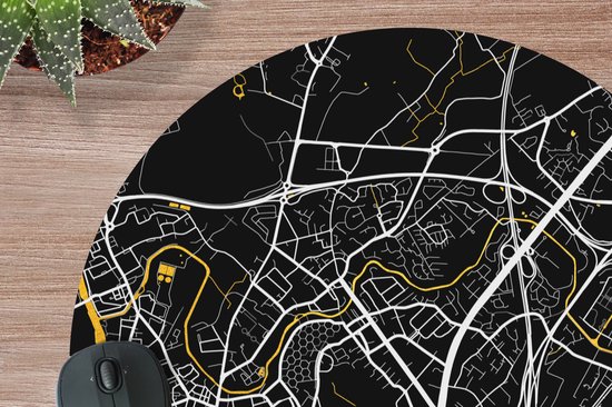 Muismat rond 50x50 cm - Mousepad Frankrijk - Stadskaart -Marcq-en-Barœul - Plattegrond - Kaart - Ronde muismatten - Stadskaart