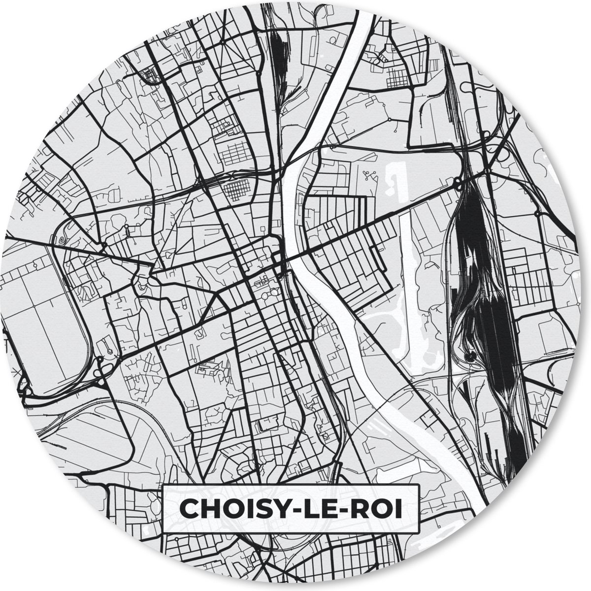 Muismat rond 40x40 cm - Mousepad Plattegrond - Kaart - Stadskaart - Frankrijk - Choisy-le-Roi - Ronde muismatten - Stadskaart