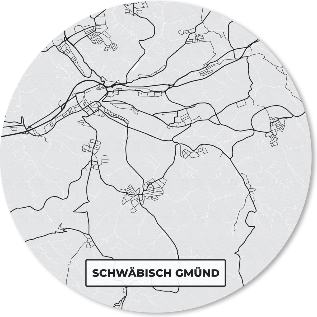 Muismat rond 40x40 cm - Mousepad Kaart - Schwäbisch Gmünd - Duitsland - Plattegrond - Stadskaart - Ronde muismatten - Stadskaart