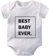 Hospitrix Baby Rompertje met Tekst BEST BABY EVER. | 0-3 maanden |  Korte Mouw | Cadeau voor Zwangerschap | Bekendmaking | Aankondiging | Aanstaande Moeder | Moederdag