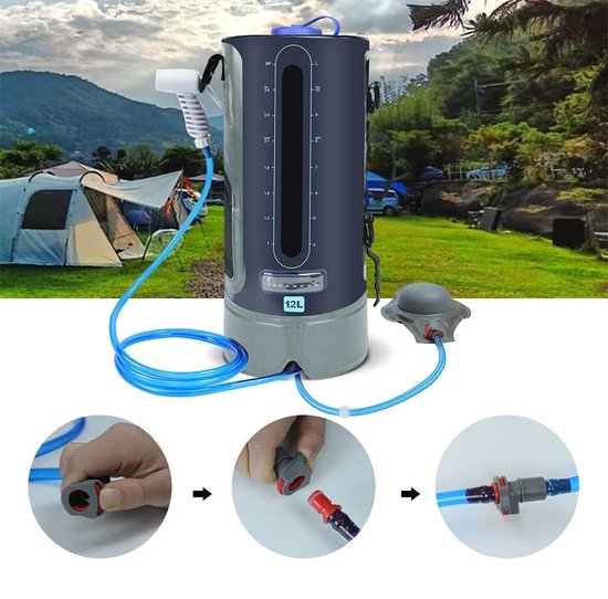 Douche de camping à pied avec réservoir eau propre 12 litres