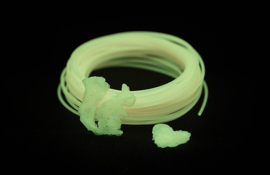 Gloeien in het donker filamentrol met crème kleur, met groene eekhoorn en hartje.