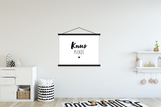 Posterhanger incl. Poster 150x113 cm - Schoolplaat - Quotes - Knus plekje - Tuin - Tekst - Textielposter - Blanke latten