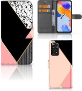 GSM Hoesje Xiaomi Redmi Note 11 Pro 5G/4G Bookcase Black Pink Shapes