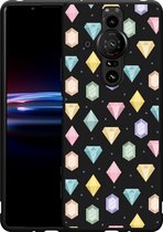 Sony Xperia Pro-I Hoesje Zwart Diamonds Designed by Cazy