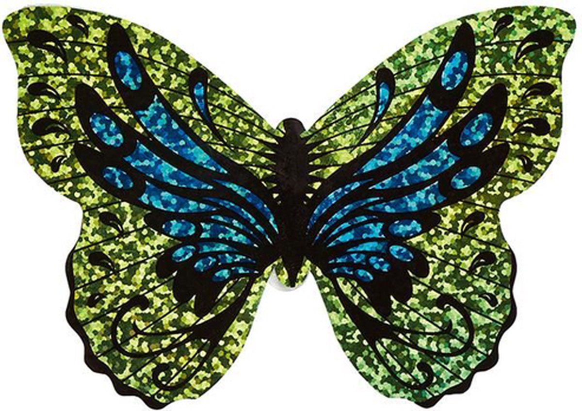 Mini-vlieger Vlinder Glitters Groen/Blauw - 10x7cm