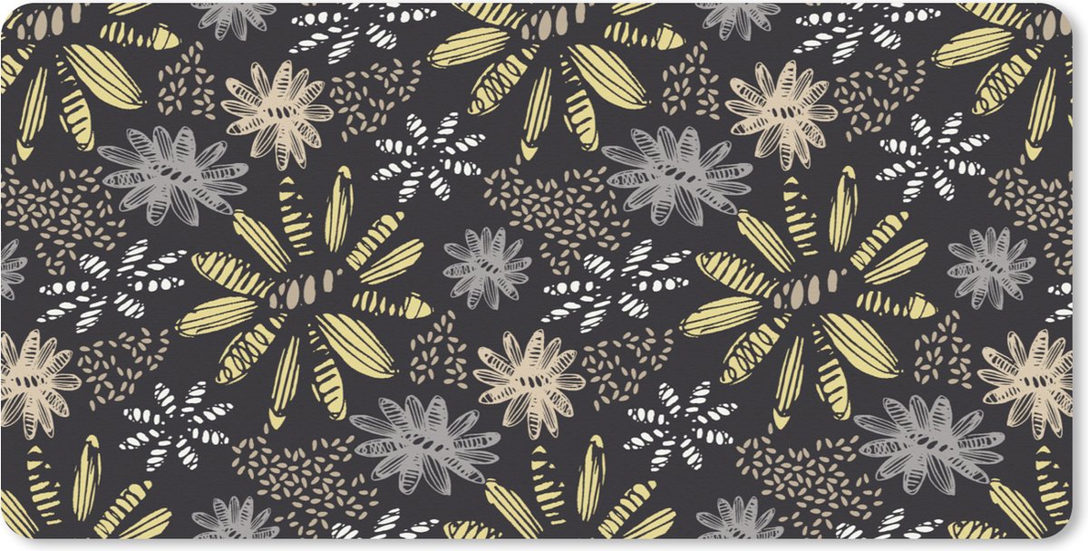Muismat XXL - Bureau onderlegger - Bureau mat - Abstract - Bloemen - Patronen - 120x60 cm - XXL muismat