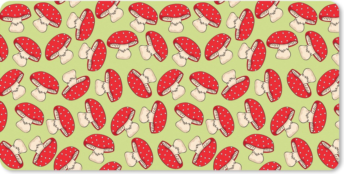 Muismat XXL 80x40 cm - Bureau onderlegger - Bureau mat Paddenstoel - Rood - Patronen - Bureaumat - Gaming mousepad xl - Bureaulegger groot - Computer deskmat