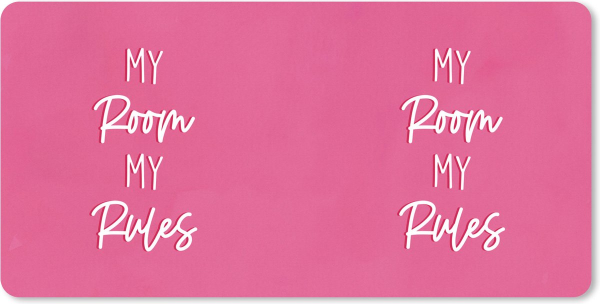 Muismat XXL 80x40 cm - Bureau onderlegger - Bureau mat Kinderen - Quotes - Roze - My room my rules - Bureaumat - Gaming mousepad xl - Bureaulegger groot - Computer deskmat
