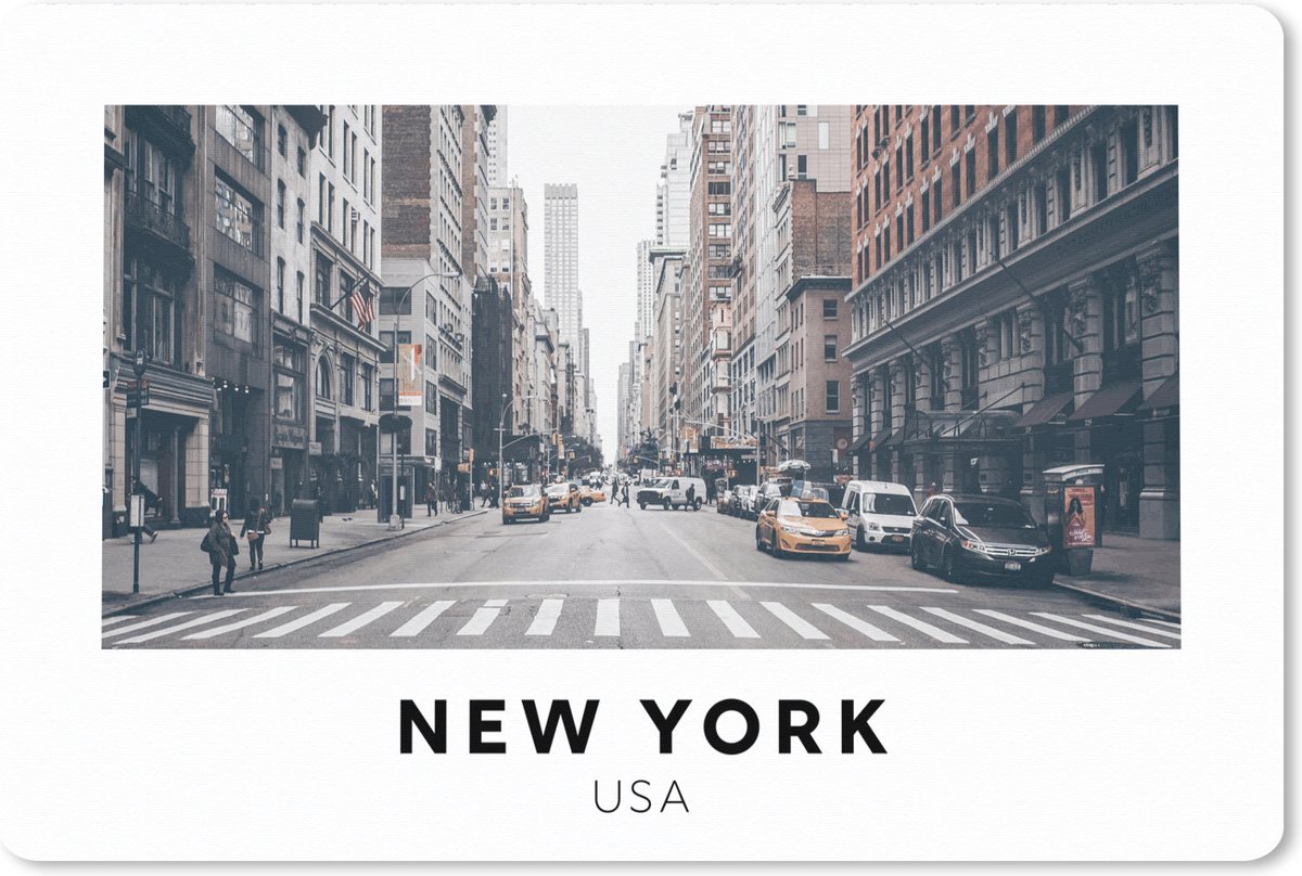 Muismat XXL 90x60 cm - Bureau onderlegger - Bureau mat New York - Weg - Auto - Bureaumat - Gaming mousepad xl - Bureaulegger groot - Computer deskmat