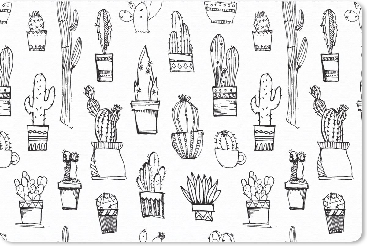 Muismat XXL 90x60 cm - Bureau onderlegger - Bureau mat Cactus - Bloempot - Patronen - Bureaumat - Gaming mousepad xl - Bureaulegger groot - Computer deskmat