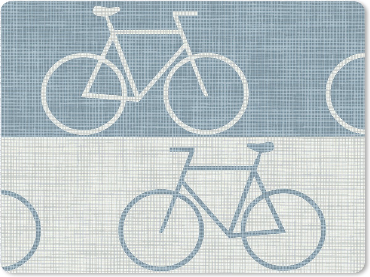 Muismat XXL - Bureau onderlegger - Bureau mat - Fiets - Blauw - Patroon - 80x60 cm - XXL muismat