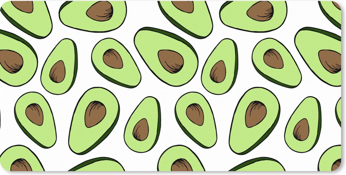 Muismat XXL - Bureau onderlegger - Bureau mat - Avocado - Patronen - Pastel - 80x40 cm - XXL muismat