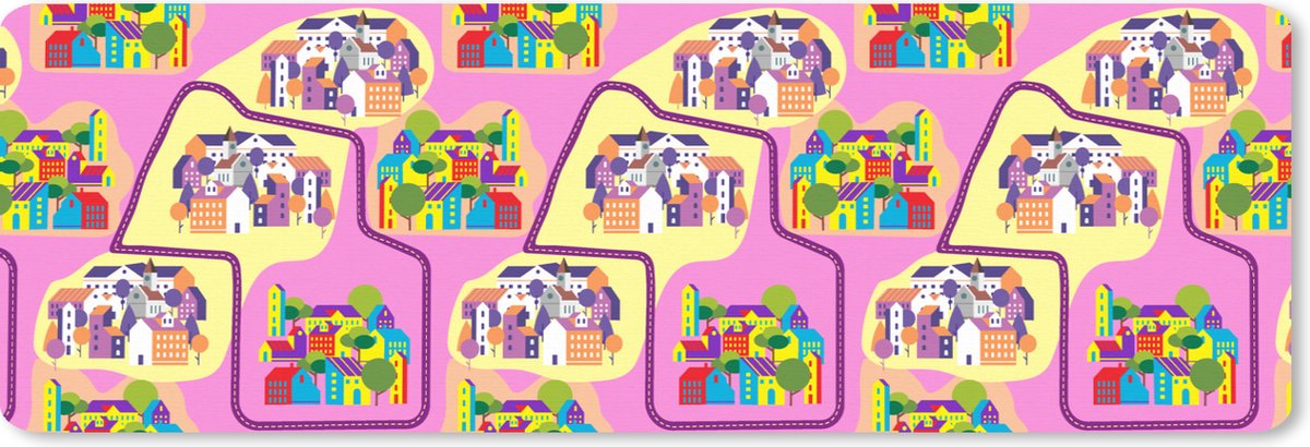 Muismat XXL 90x30 cm - Bureau onderlegger - Bureau mat Skyline - Patronen - Roze - Bureaumat - Gaming mousepad xl - Bureaulegger groot - Computer deskmat