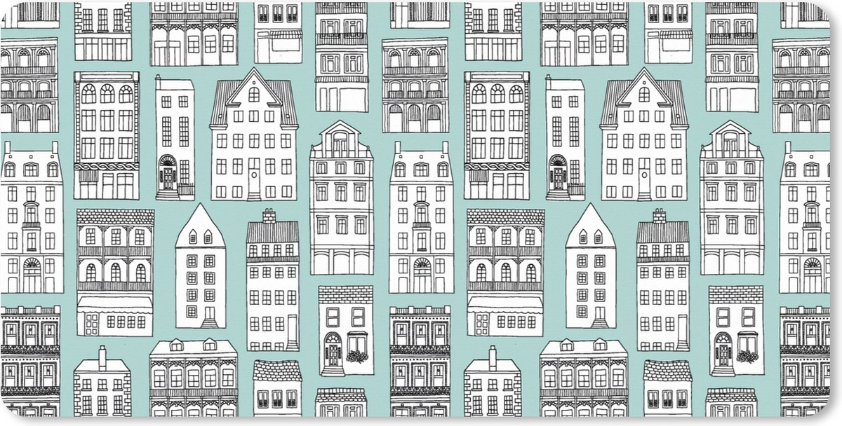 Muismat XXL 120x60 cm - Bureau onderlegger - Bureau mat Patronen - Huis - Skyline - Bureaumat - Gaming mousepad xl - Bureaulegger groot - Computer deskmat