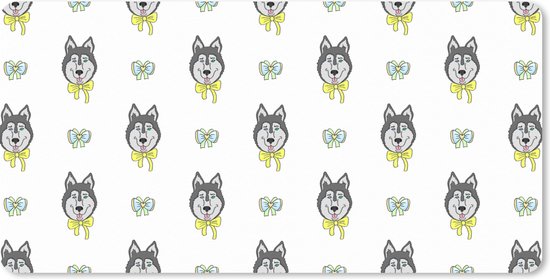 Muismat XXL 120x60 cm - Bureau onderlegger - Bureau mat Husky - Hond - Winter - Design - Bureaumat - Gaming mousepad xl - Bureaulegger groot - Computer deskmat - Kerst - Cadeau - Kerstcadeau voor mannen en voor vrouwen