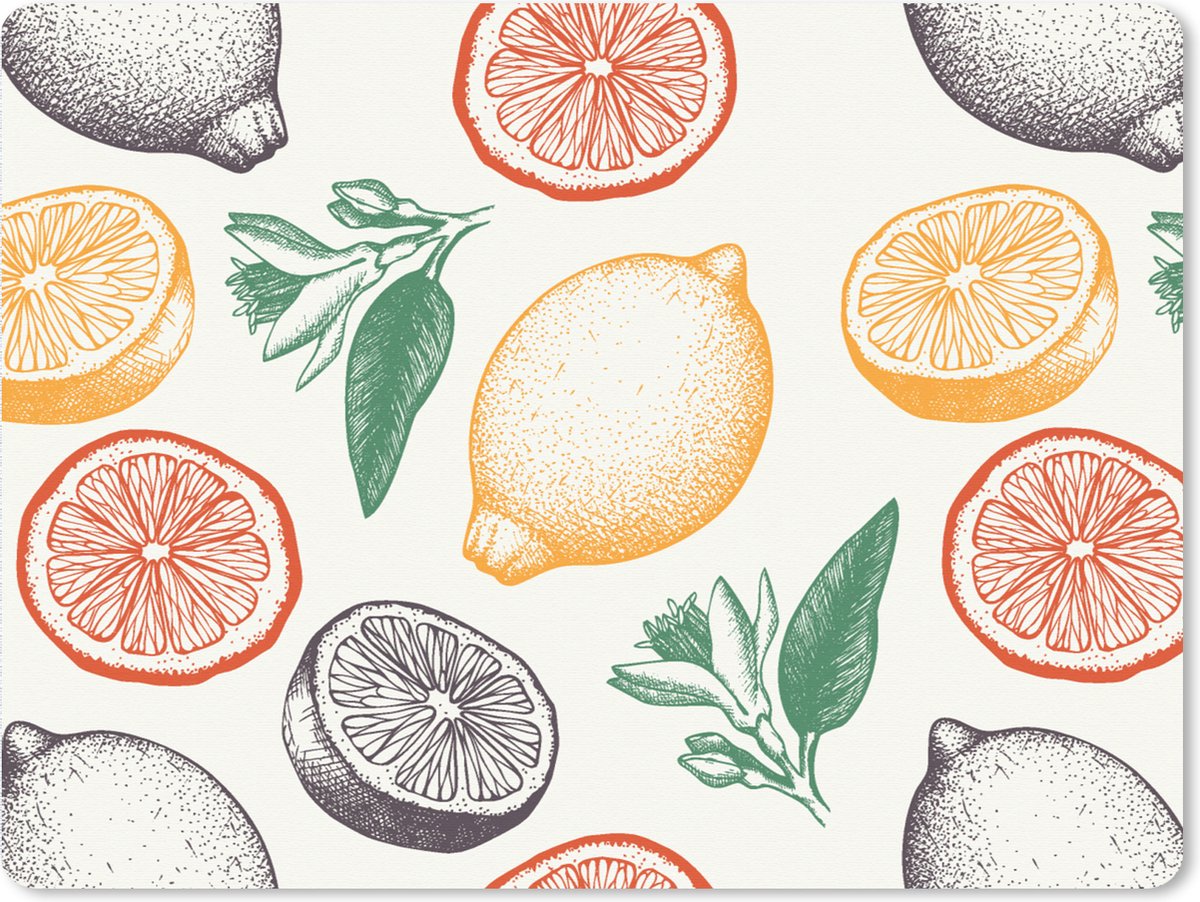 Muismat XXL 80x60 cm - Bureau onderlegger - Bureau mat Fruit - Vintage - Keuken - Patronen - Bureaumat - Gaming mousepad xl - Bureaulegger groot - Computer deskmat